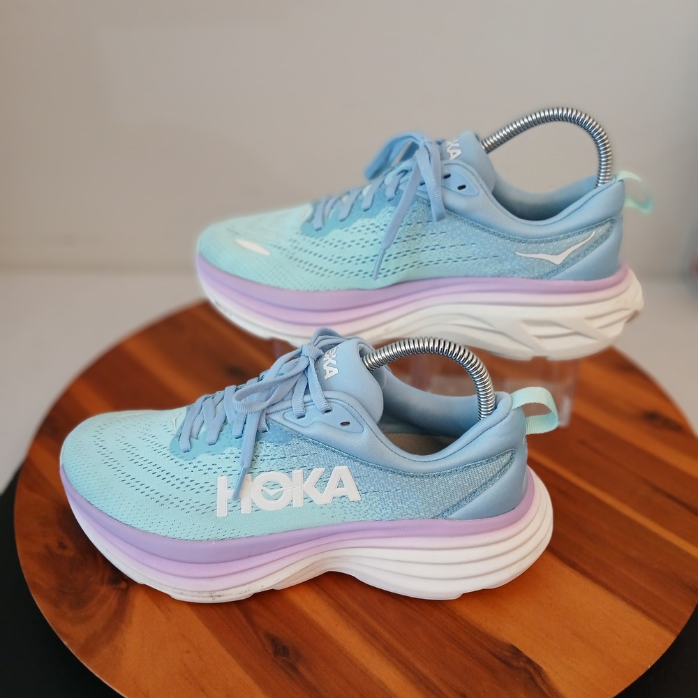 Hoka One One Bondi 8 Women 7.5B Airy Blue Running Shoes Sneakers 1127952 ABSO